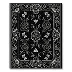 Black White Floral Butterfly Garden Rug