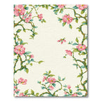 Pink Blossoms Vines Cream Rug