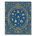 Nautical Maritime Scene Blue Gold Rug