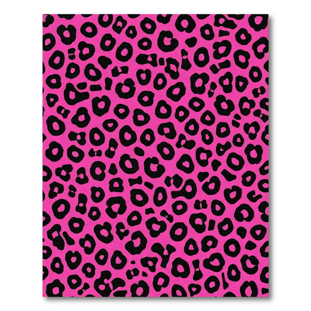 Vibrant Pink Black Leopard Spots Rug