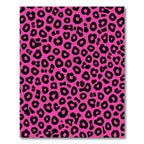Vibrant Pink Black Leopard Spots Rug