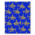 Golden Tribal Shark Blue Area Rug