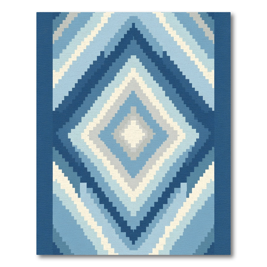 Ocean Blue Gradient Diamond Stripes Rug