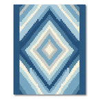 Ocean Blue Gradient Diamond Stripes Rug