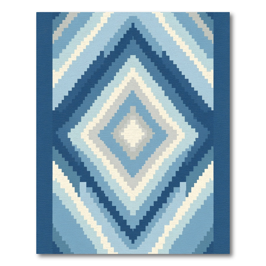 Ocean Blue Gradient Diamond Stripes Rug