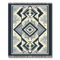 Cream Navy Geometric Diamond Medallion Rug