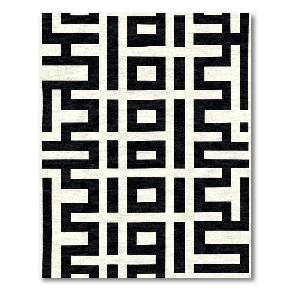 Black White Geometric Grid Rug