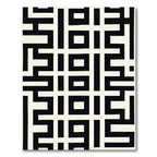 Black White Geometric Grid Rug