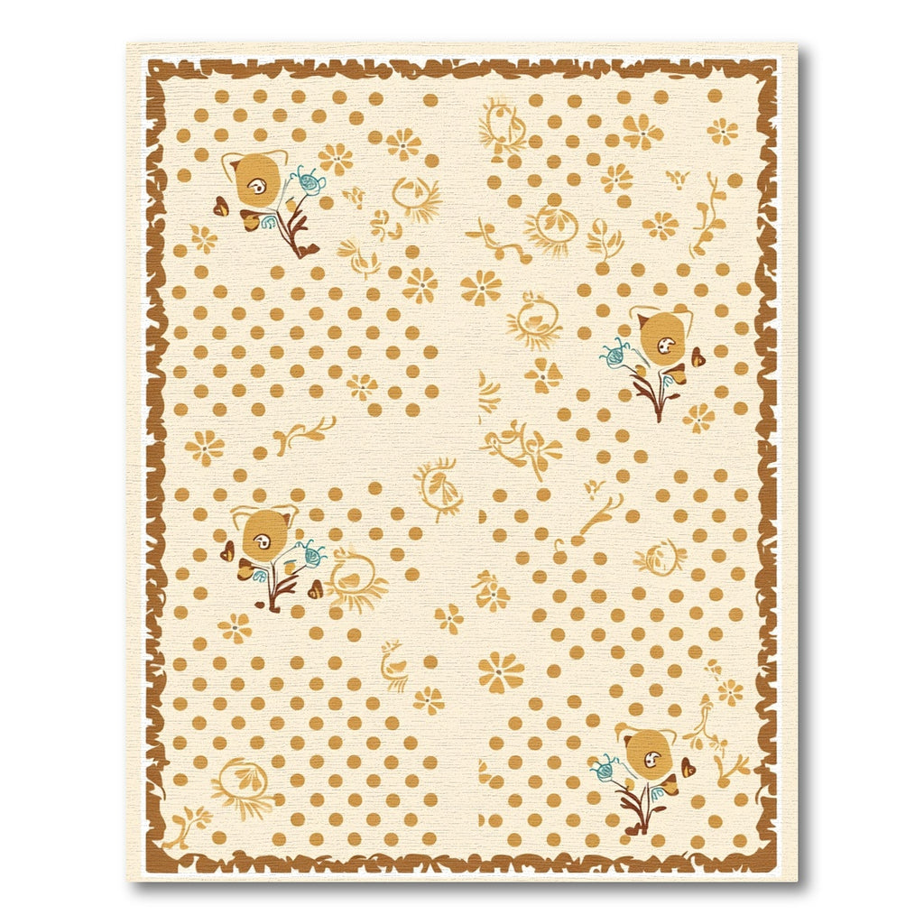Whimsical Tan Floral Polka Dot Rug