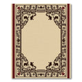 Ornate Cream Red Elephant Border Rug