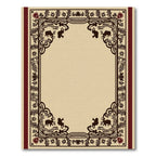 Ornate Cream Red Elephant Border Rug