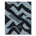 Dark Blue Abstract Wavy Landscape Rug