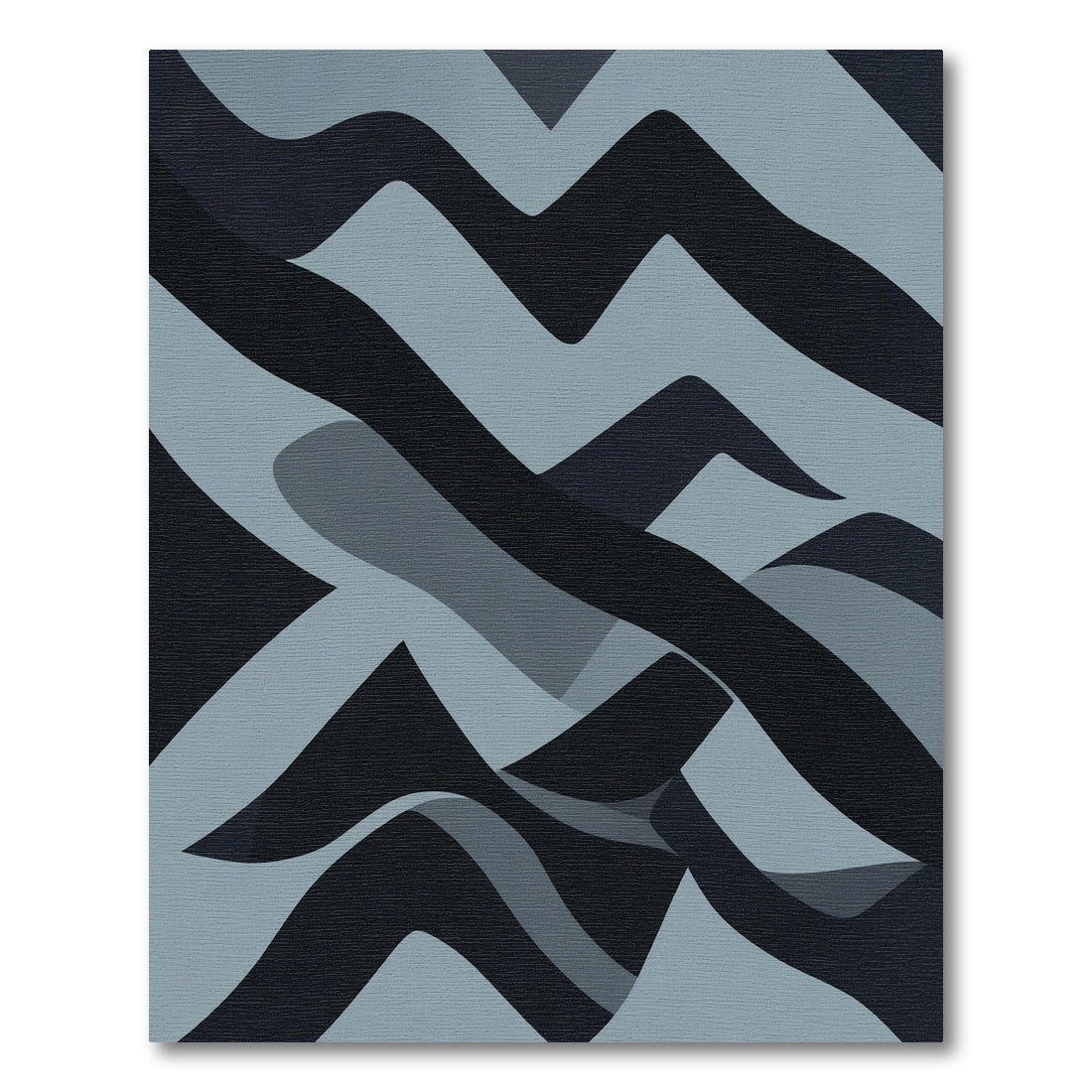 Dark Blue Abstract Wavy Landscape Rug