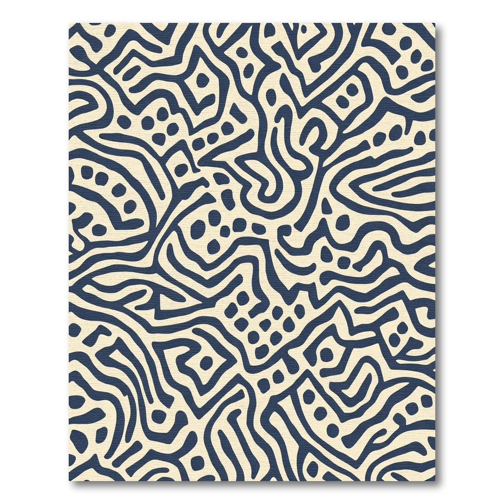 Dark Blue Abstract Organic Lines Rug