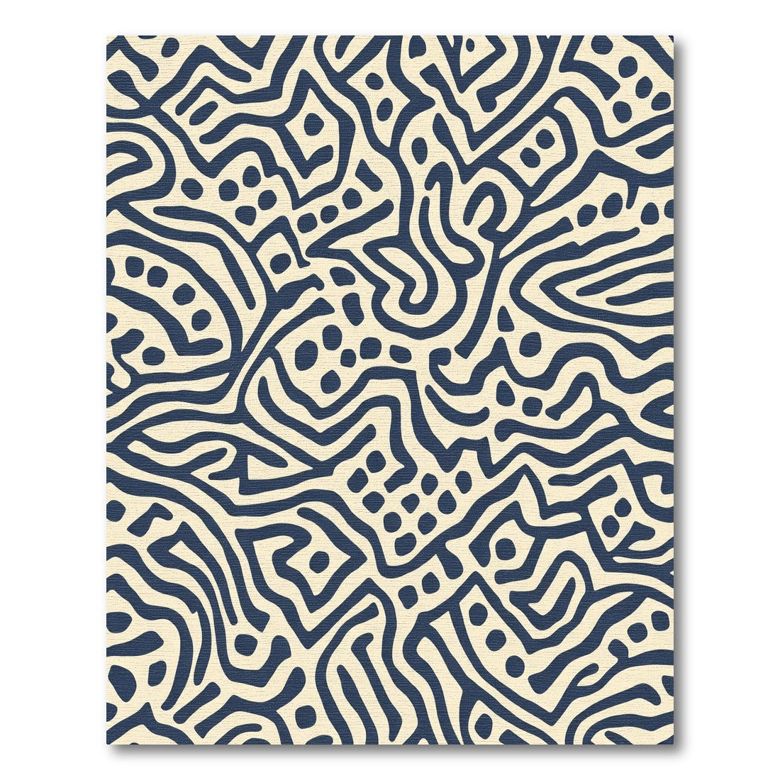 Dark Blue Abstract Organic Lines Rug