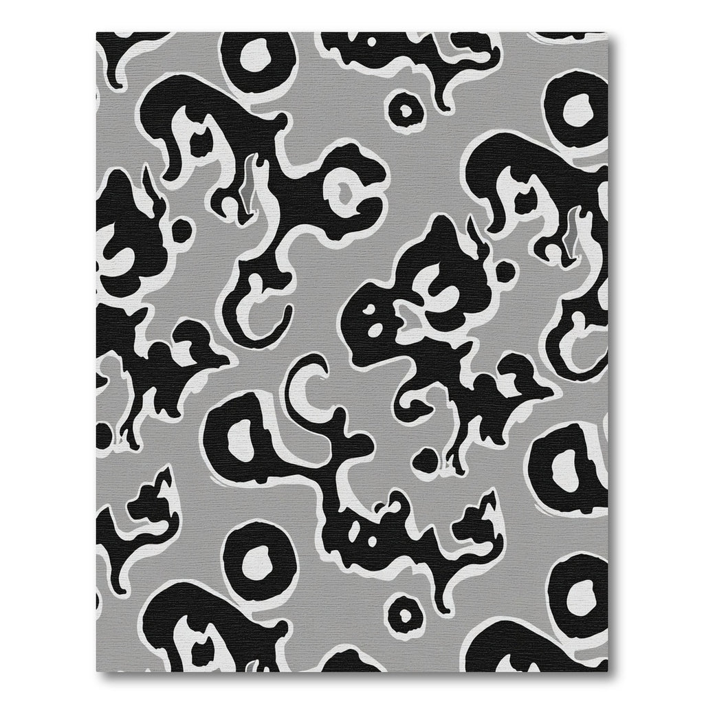 Abstract Black White Gray Organic Shapes Rug