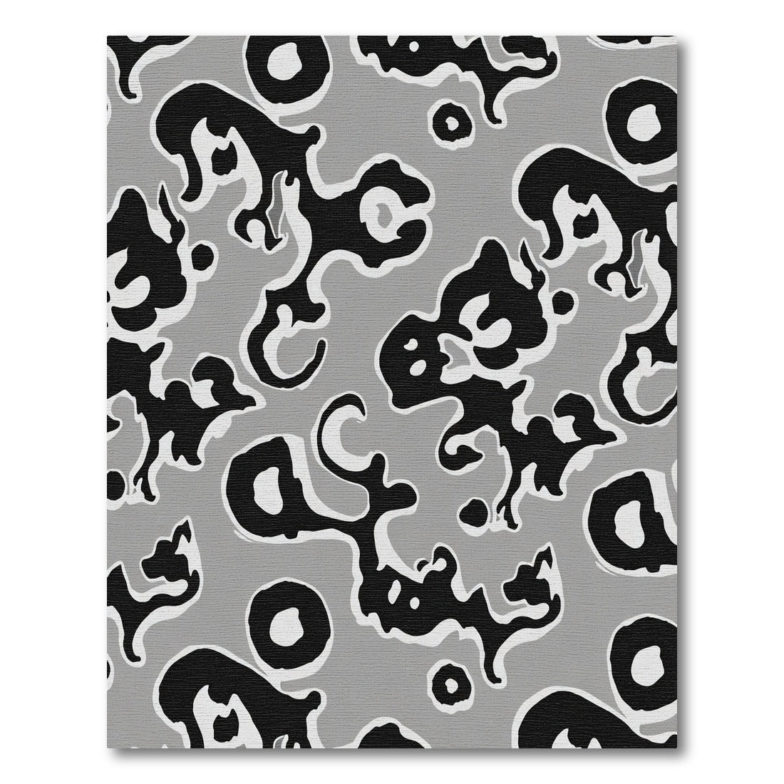 Abstract Black White Gray Organic Shapes Rug