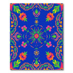 Vibrant Blue Tropical Floral Medallion Rug