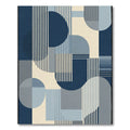 Geometric Blue Circles And Stripes Rug