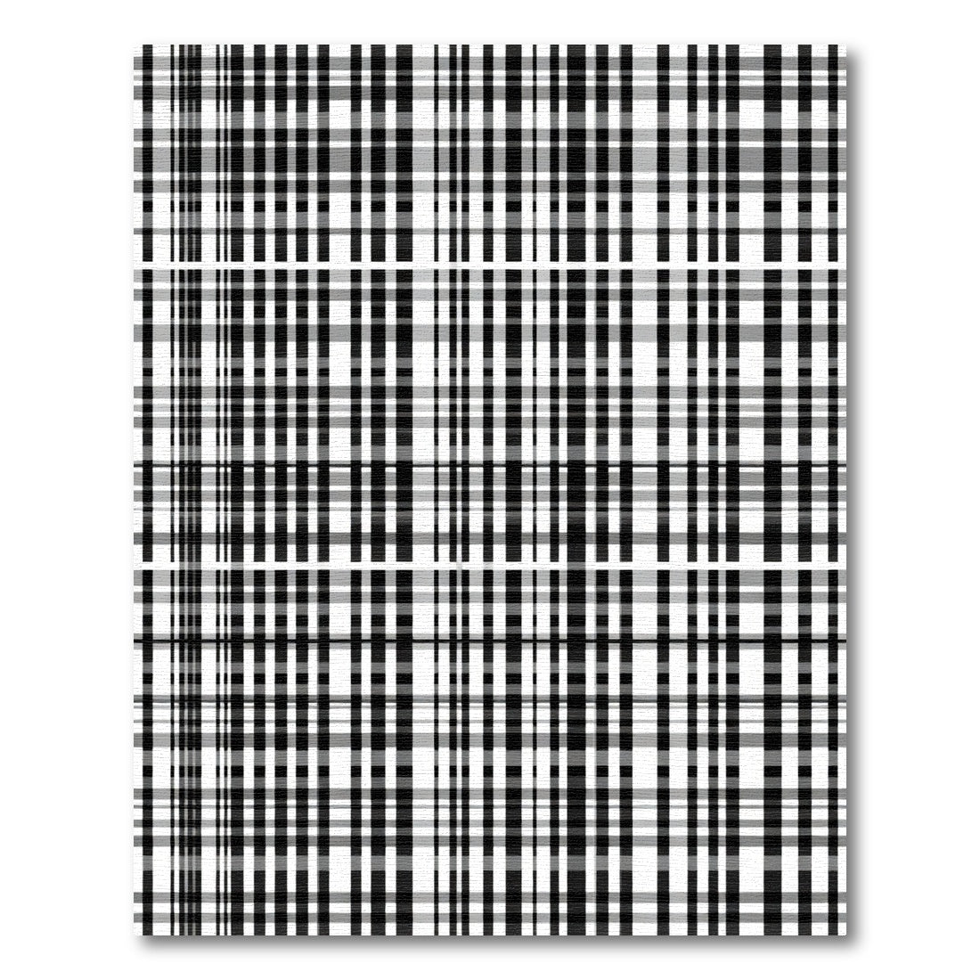 Monochromatic Black White Plaid Lines Rug