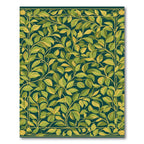 Green Leafy Botanical Garden Border Rug