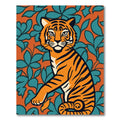 Bold Orange Tiger Floral Botanical Rug