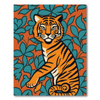 Bold Orange Tiger Floral Botanical Rug