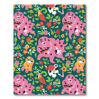 Whimsical Pink Creatures Floral Garden Rug
