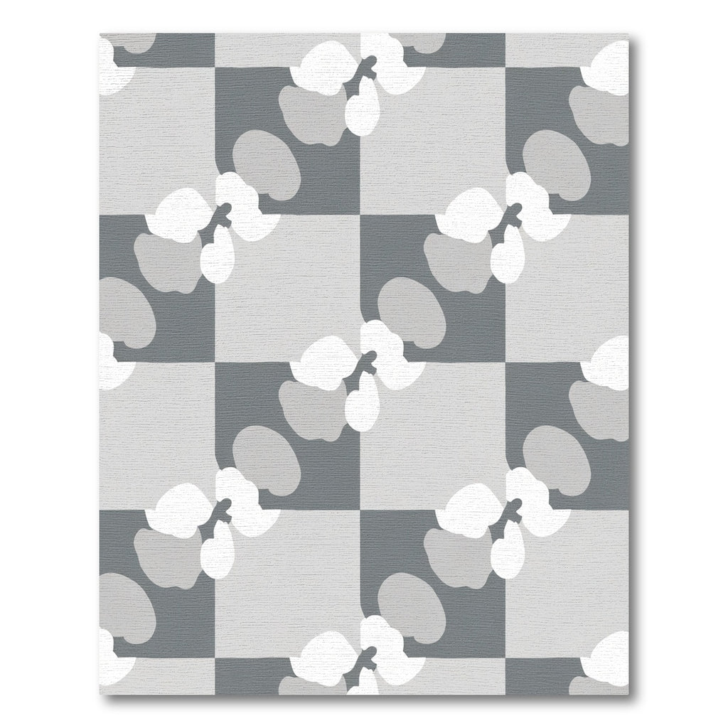 Monochromatic Checkerboard Orchid Blossom Rug