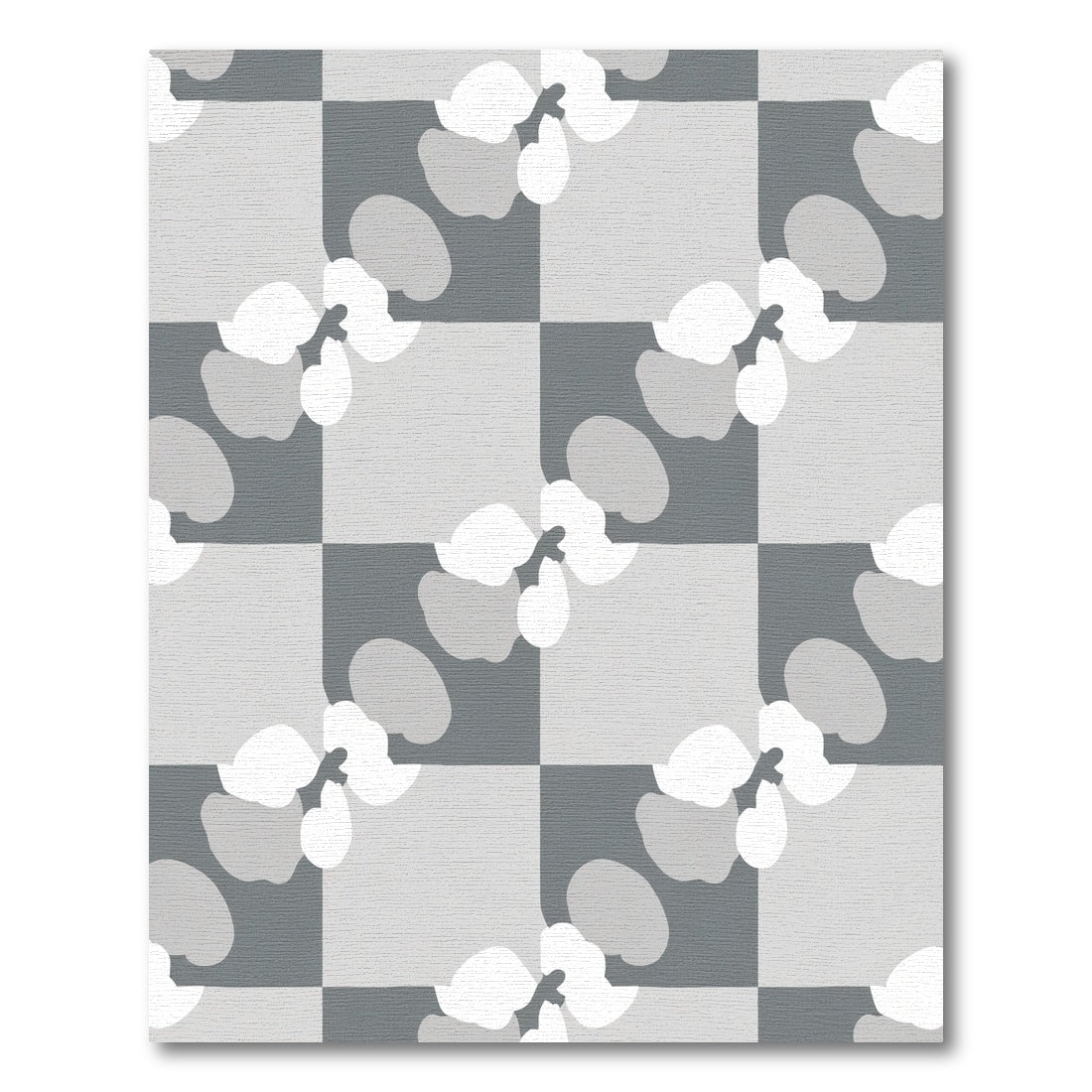 Monochromatic Checkerboard Orchid Blossom Rug