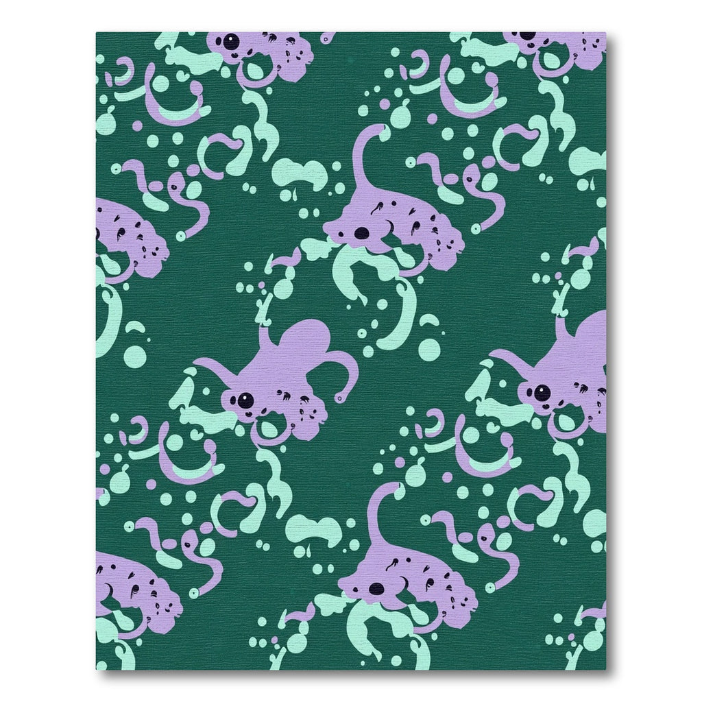 Whimsical Lavender Octopus Teal Swirls Rug