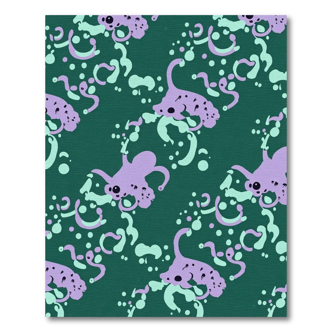 Whimsical Lavender Octopus Teal Swirls Rug