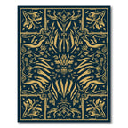 Golden Floral Botanical Tableau Rug