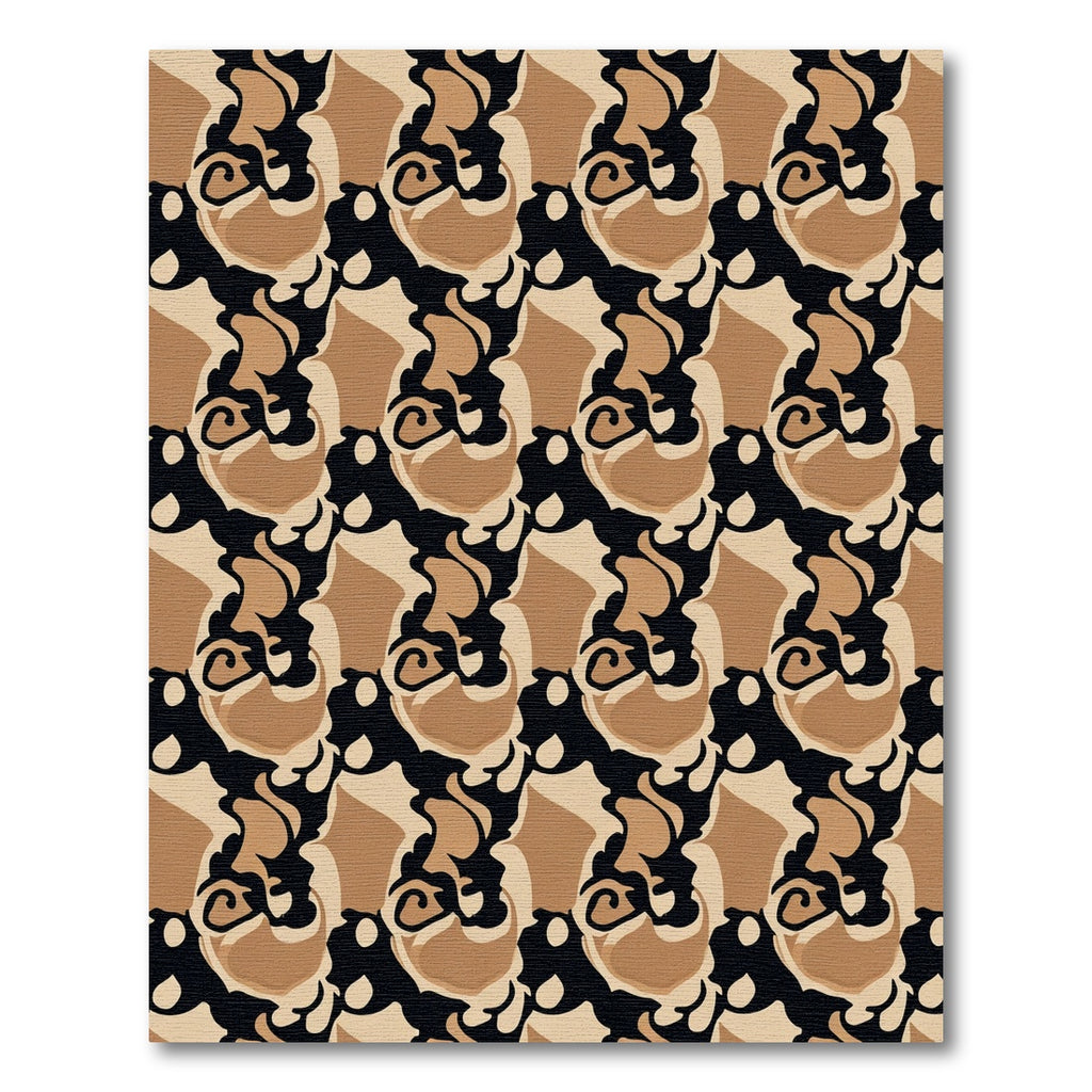 Abstract Black Tan Swirl Stripe Rug