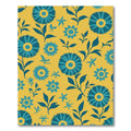 Teal Floral Bloom Yellow Background Rug