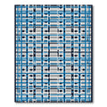 Modern Blue Gray Geometric Lattice Rug