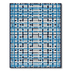 Modern Blue Gray Geometric Lattice Rug
