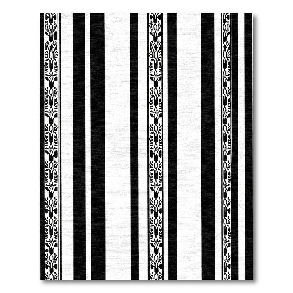 Black White Stripes Animal Border Rug