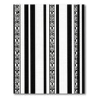 Black White Stripes Animal Border Rug