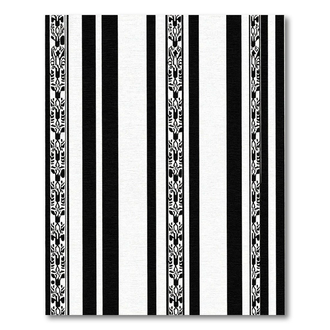 Black White Stripes Animal Border Rug