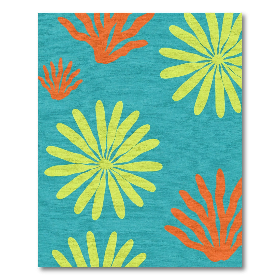 Teal Orange Yellow Floral Arrangement Rug