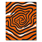 Bold Orange Black Swirl Abstract Rug
