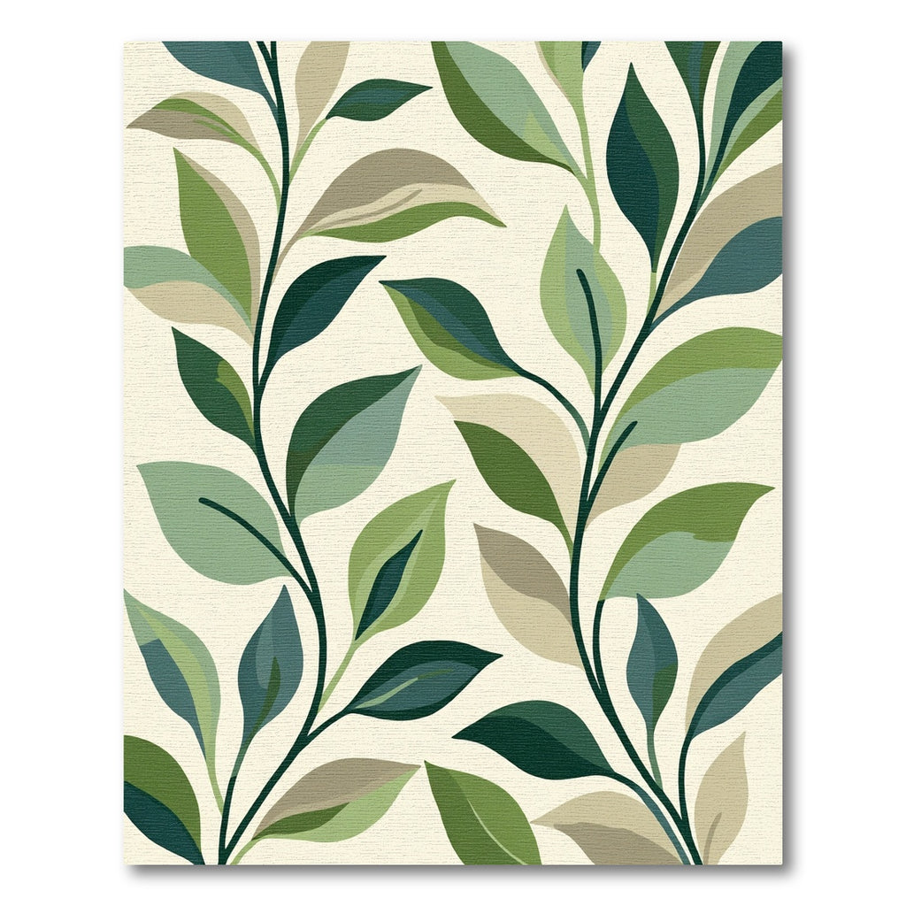 Green Leafy Swirl Branches Rug