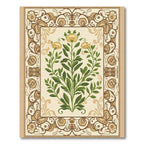 Cream and Gold Floral Botanical Branch Rug