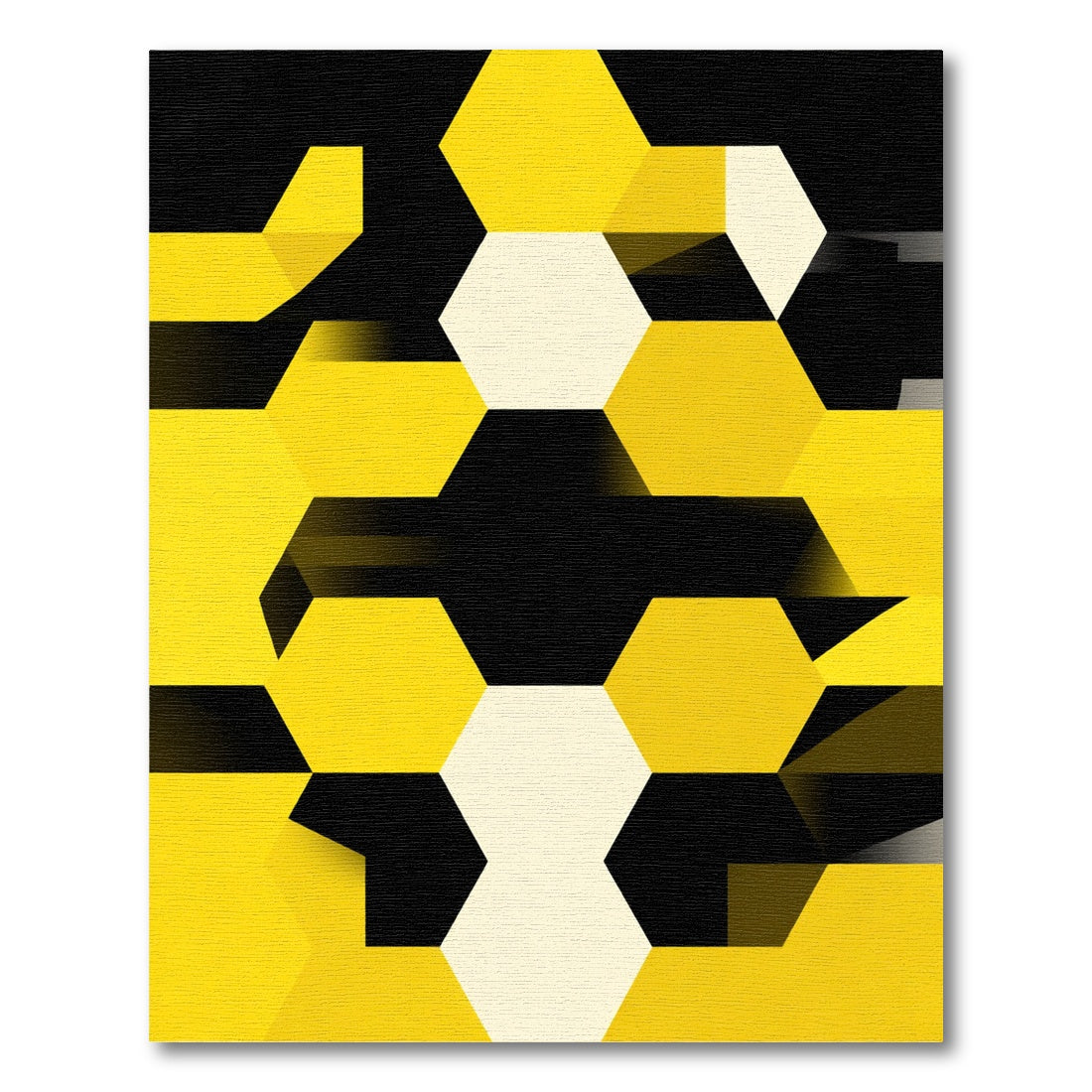 Yellow Black Hexagon Geometry Rug