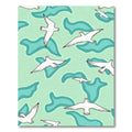 White Birds Amidst Teal Camouflage Flow Rug