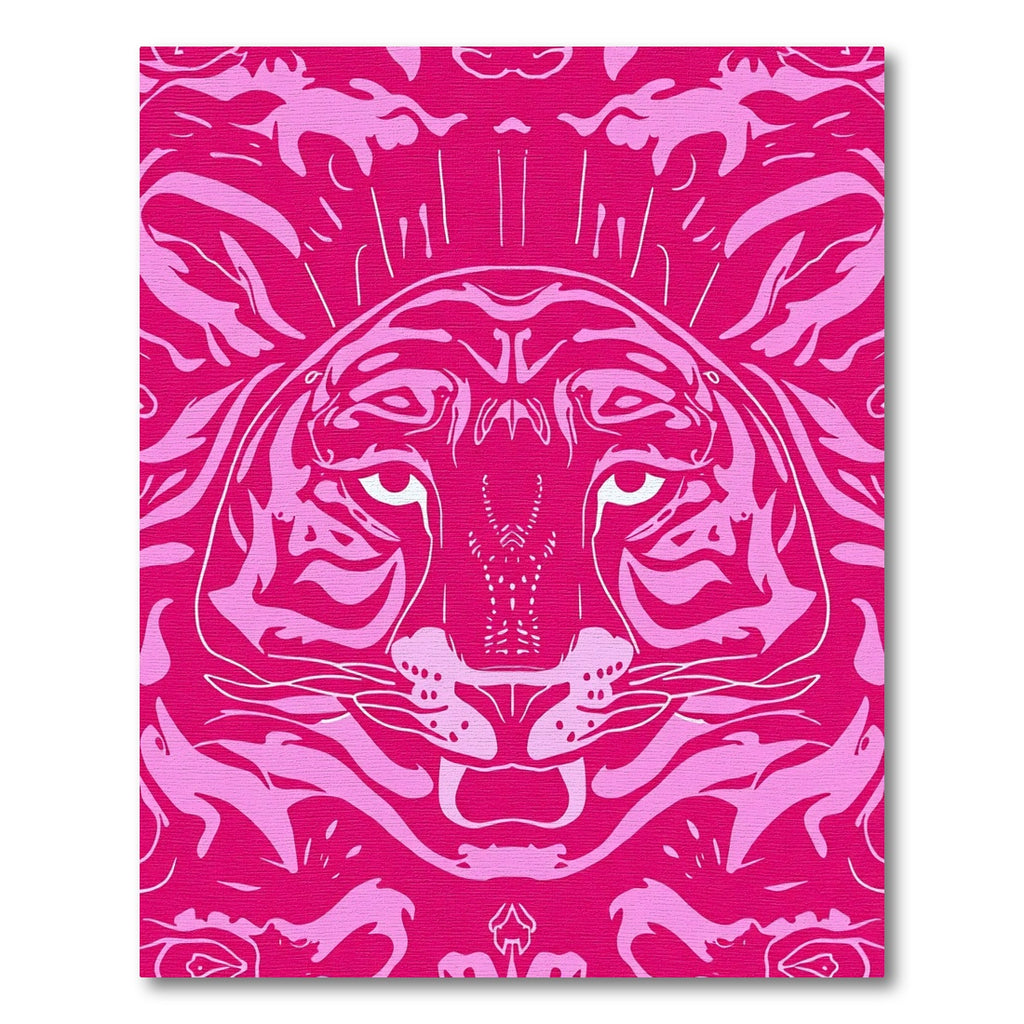Vibrant Pink Panther Face Medallion Rug