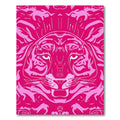 Vibrant Pink Panther Face Medallion Rug