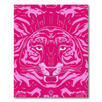 Vibrant Pink Panther Face Medallion Rug