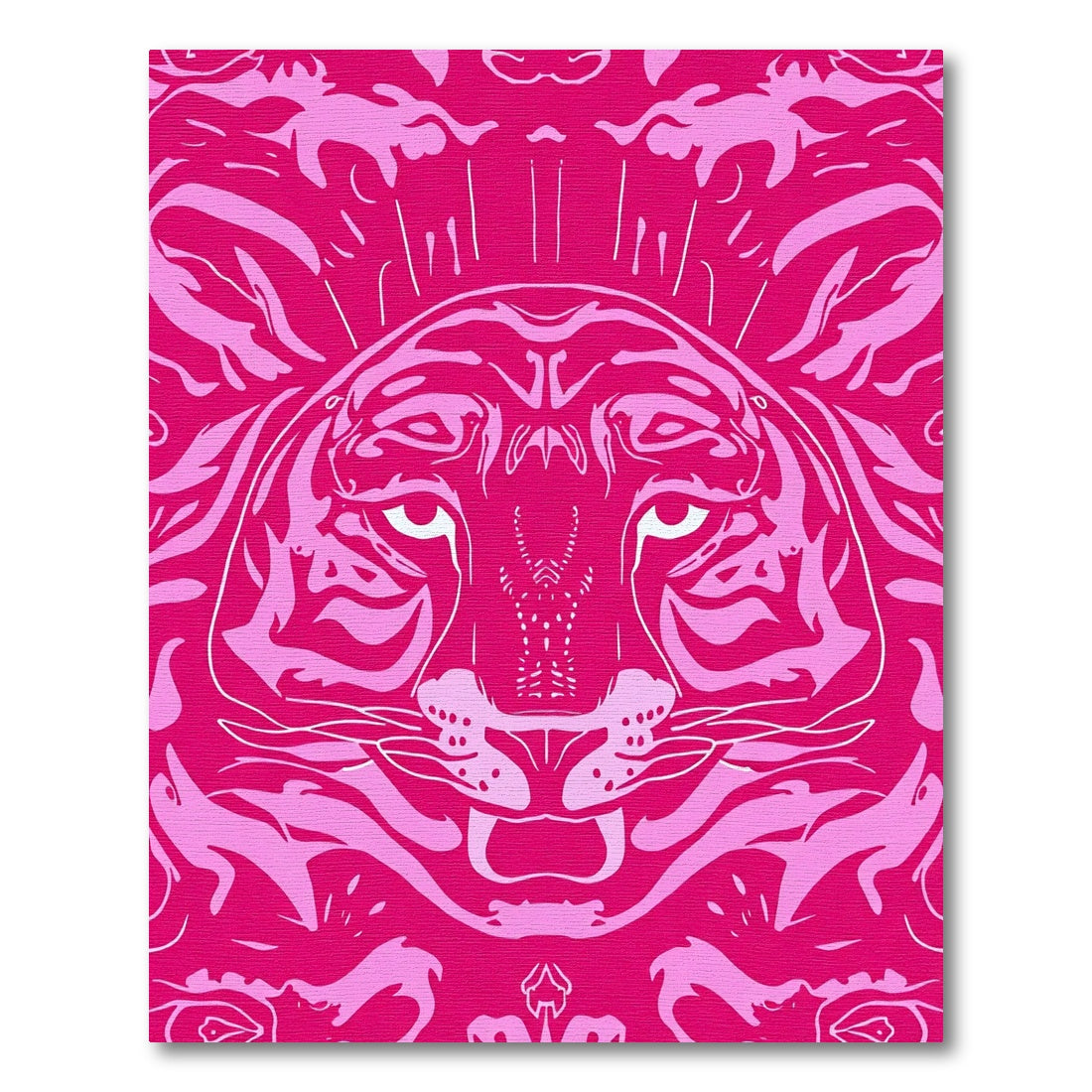 Vibrant Pink Panther Face Medallion Rug